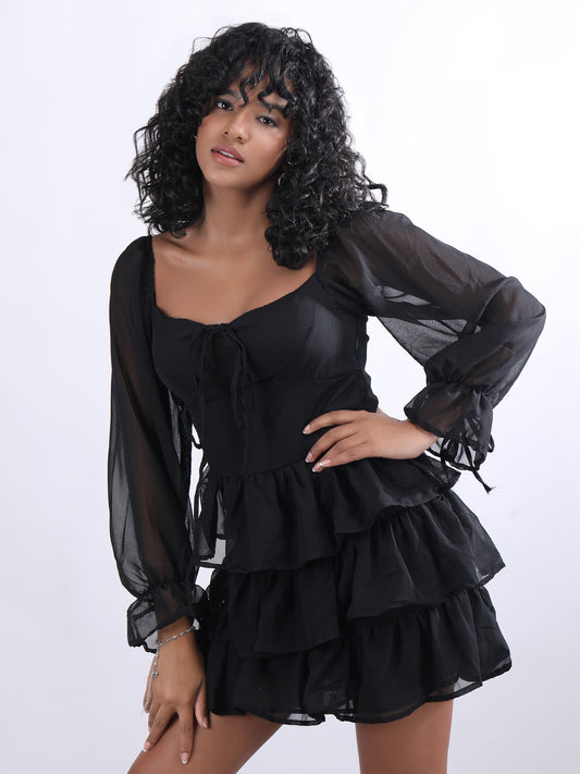 Black Georgette Mini Dress - My Store