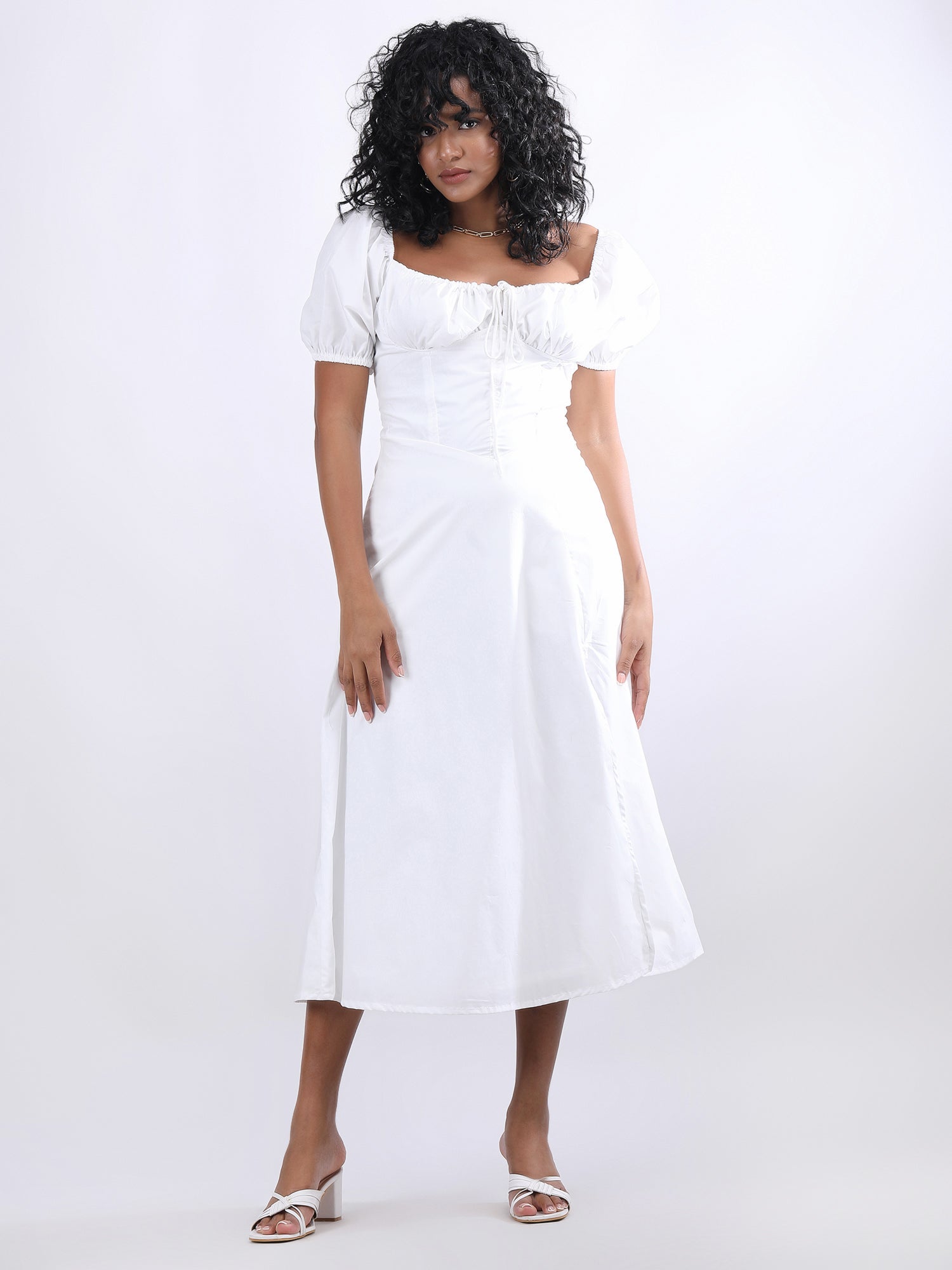 White Maxi Bustier Flared Dress - My Store