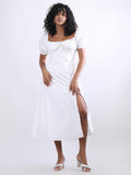 White Maxi Bustier Flared Dress - My Store