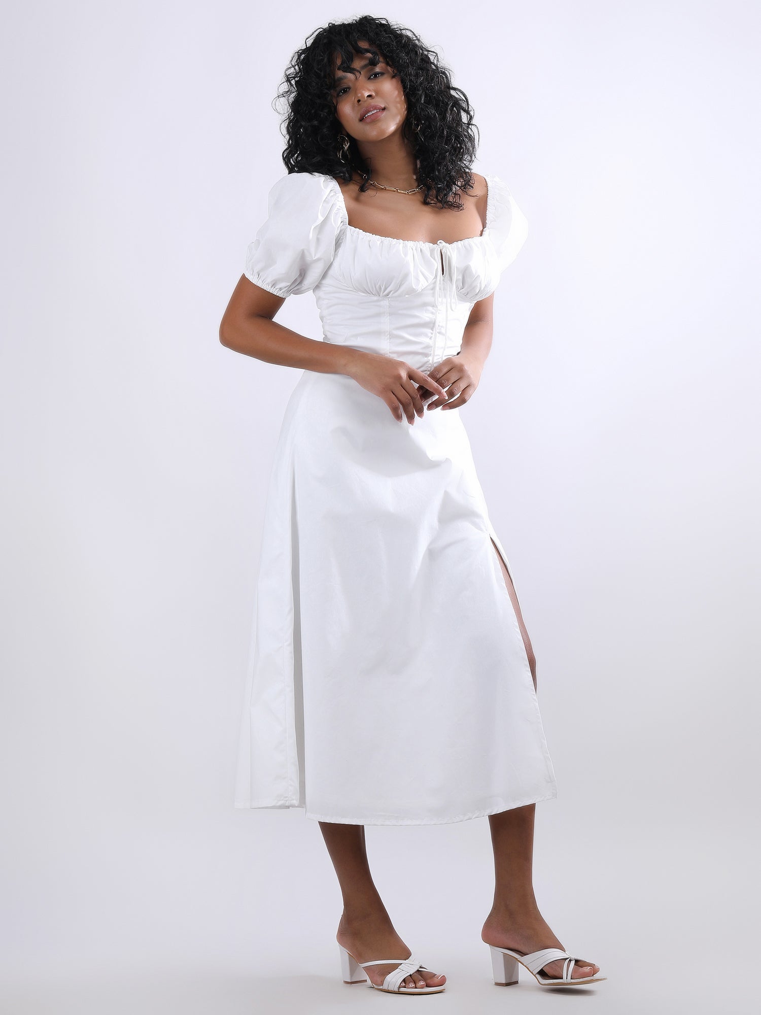 White Maxi Bustier Flared Dress - My Store