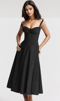 Black Maxi Bustier Flared Dress - My Store