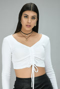 Drawstring White Top - My Store