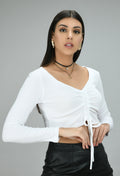 Drawstring White Top - My Store