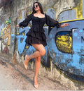 Black Georgette Mini Dress - My Store