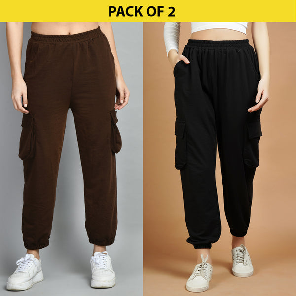 COMBO BROWN & BLACK CARGO JOGGERS
