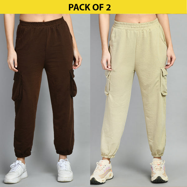 COMBO BROWN & BEIGE CARGO JOGGERS