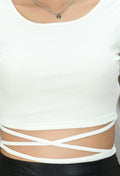 Casual White Organza Lycra Tie Top - My Store