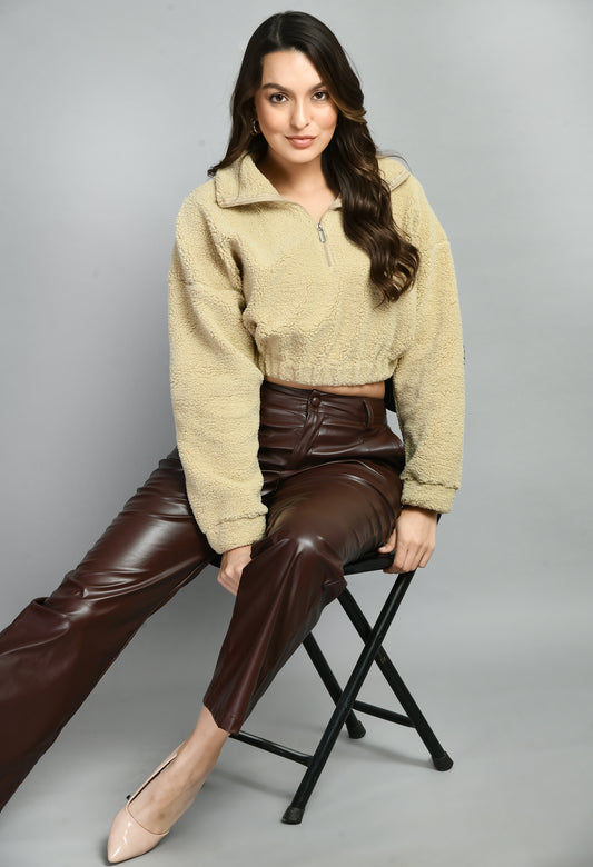 Brown Faux Leather Pants - My Store