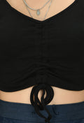 Casual Black Drawstring Lycra Top - My Store