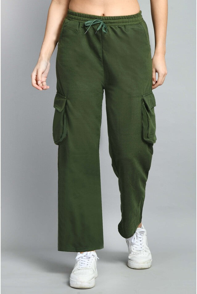 Olive Green Wide Leg Joggers - My Store