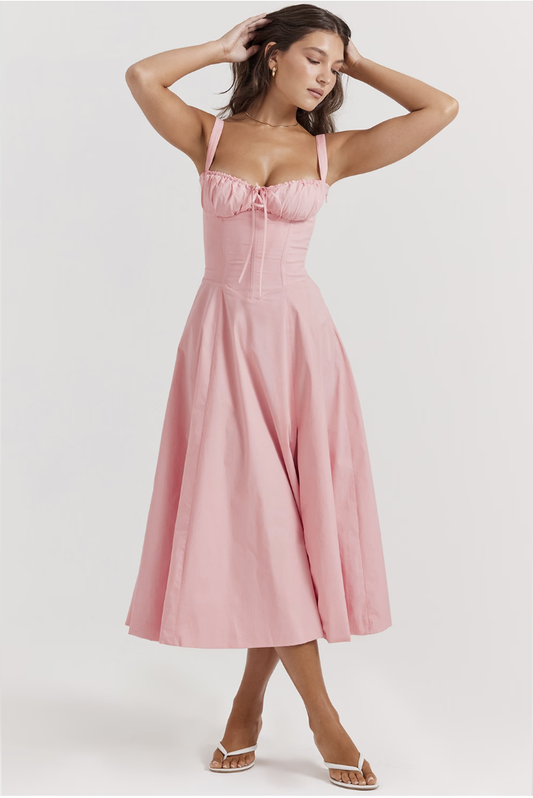 Baby Pink Maxi Bustier A-line Dress