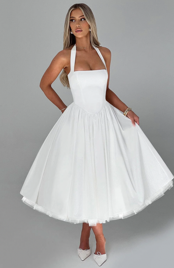 Elegant glove midi dress