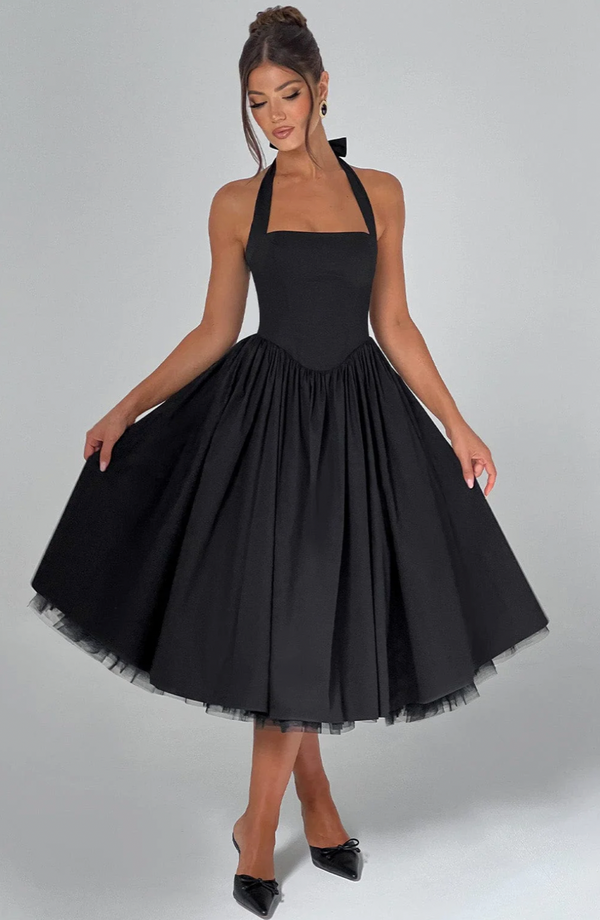 Split evening midi dress