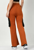 Color Blocking Rust Wide Leg Joggers - My Store