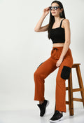 Color Blocking Rust Wide Leg Joggers - My Store