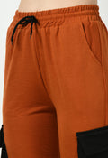 Color Blocking Rust Wide Leg Joggers - My Store