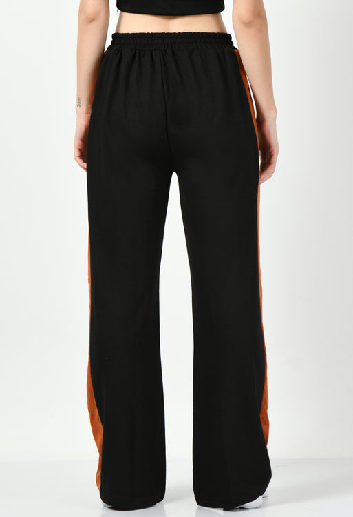 Rust Panel Black Wide Leg Joggers - My Store