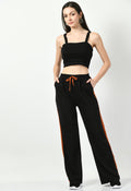 Rust Panel Black Wide Leg Joggers - My Store