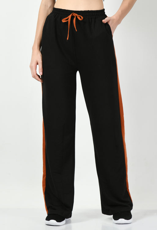 Rust Panel Black Wide Leg Joggers - My Store