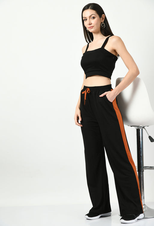 Rust Panel Black Wide Leg Joggers - My Store