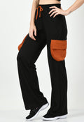 Color Blocking Wide Leg Joggers - Black - My Store