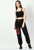 Butterfly Printed Black Jogger - My Store