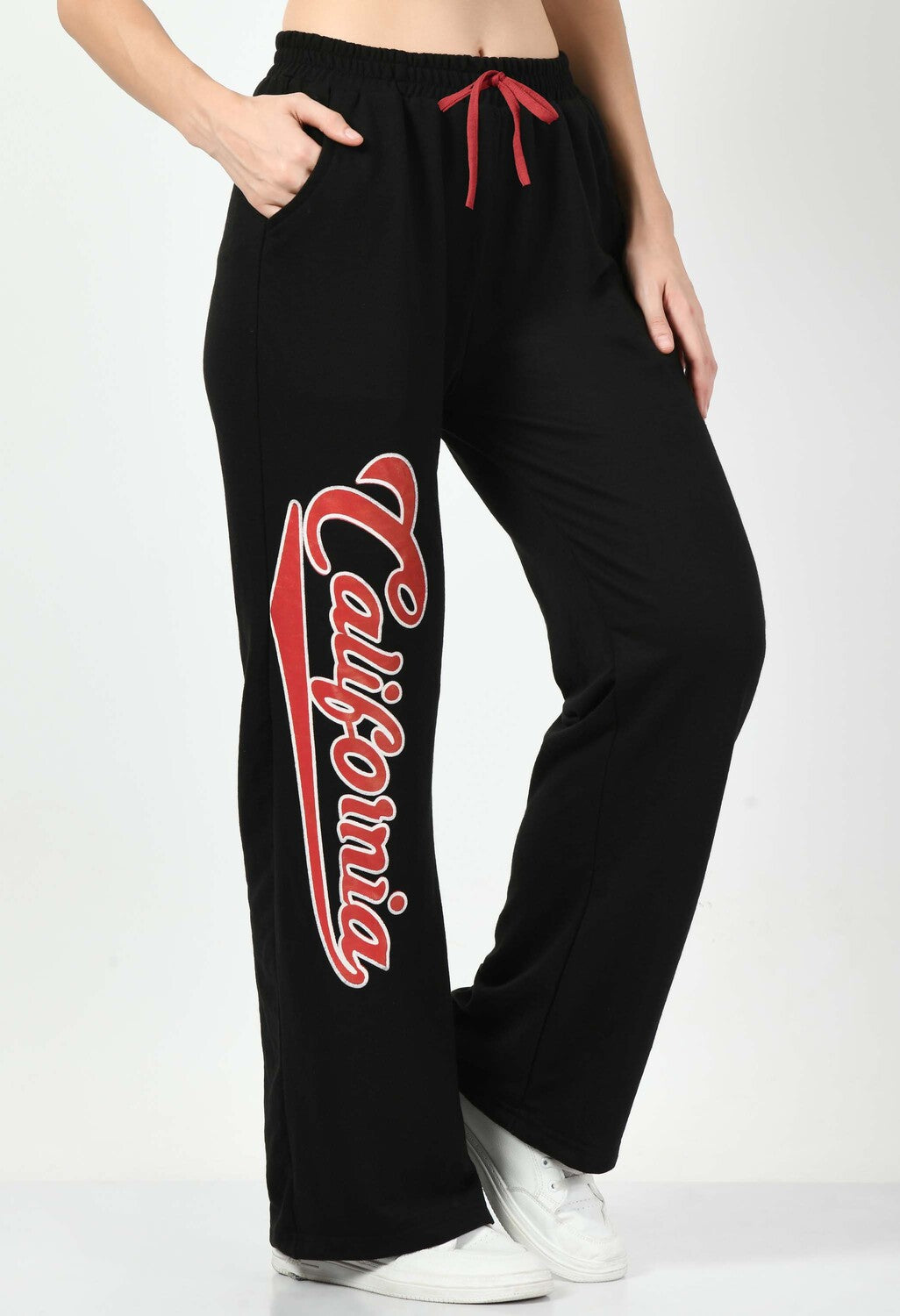 Printed Black Wide Leg Joggers - My Store