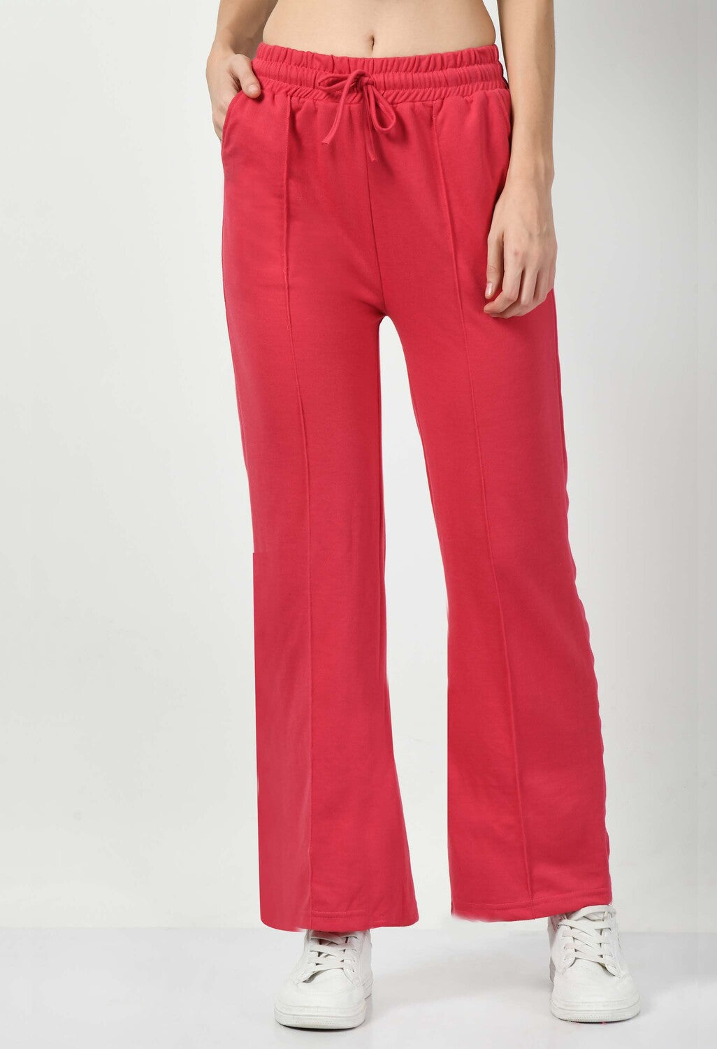 Pink Pintuck Wide Leg Joggers - My Store