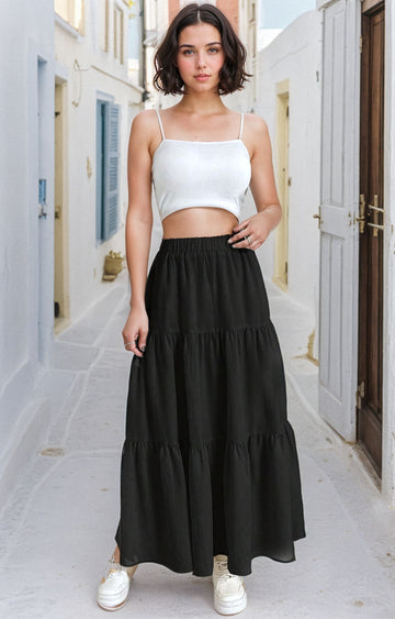 Black Ruffle long skirt