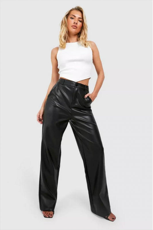 Black Faux Leather Pants