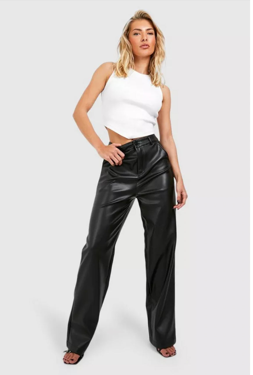 Black Faux Leather Pants