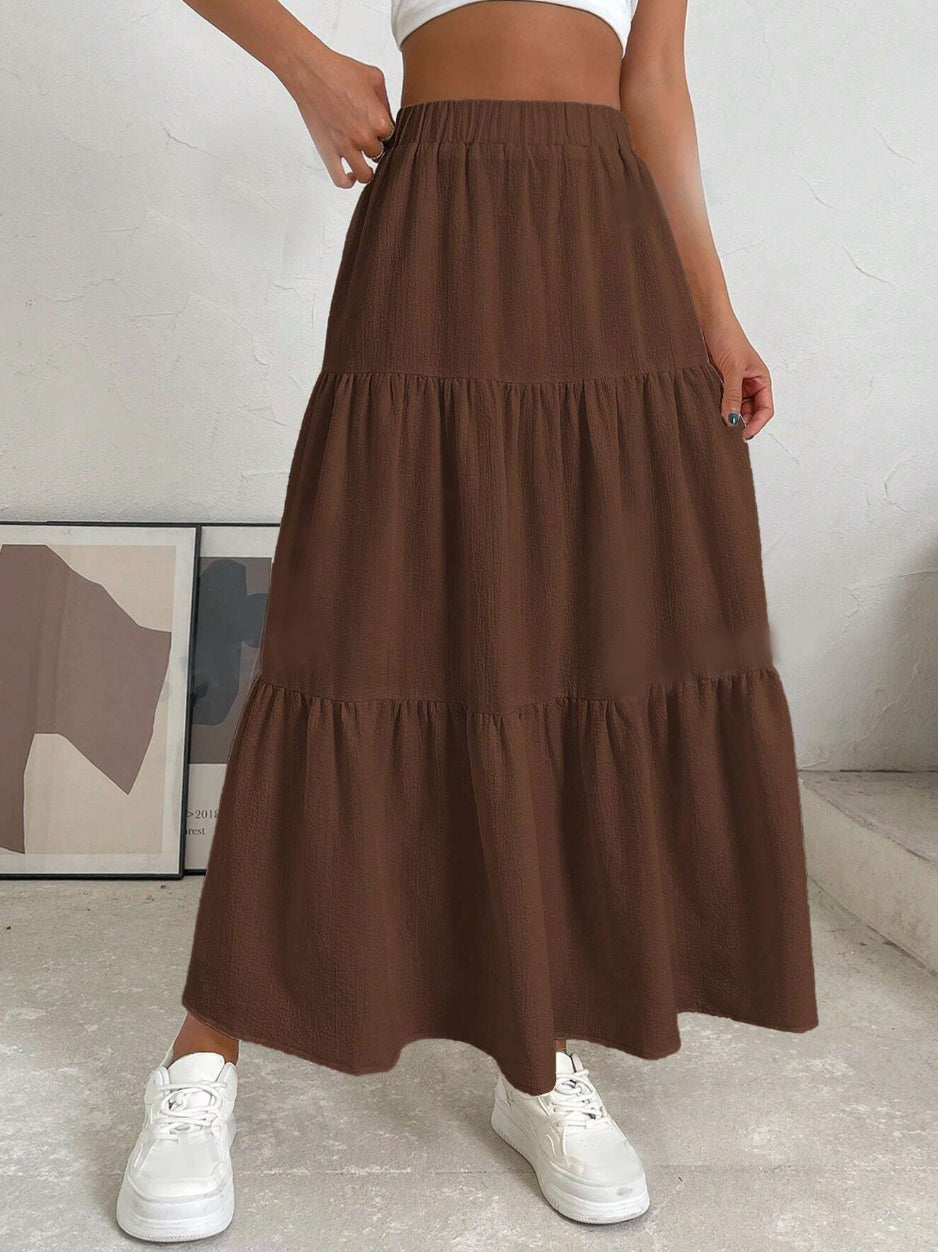 Brown Ruffle long skirt