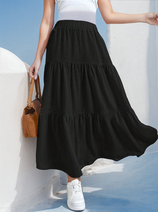 Black Ruffle long skirt