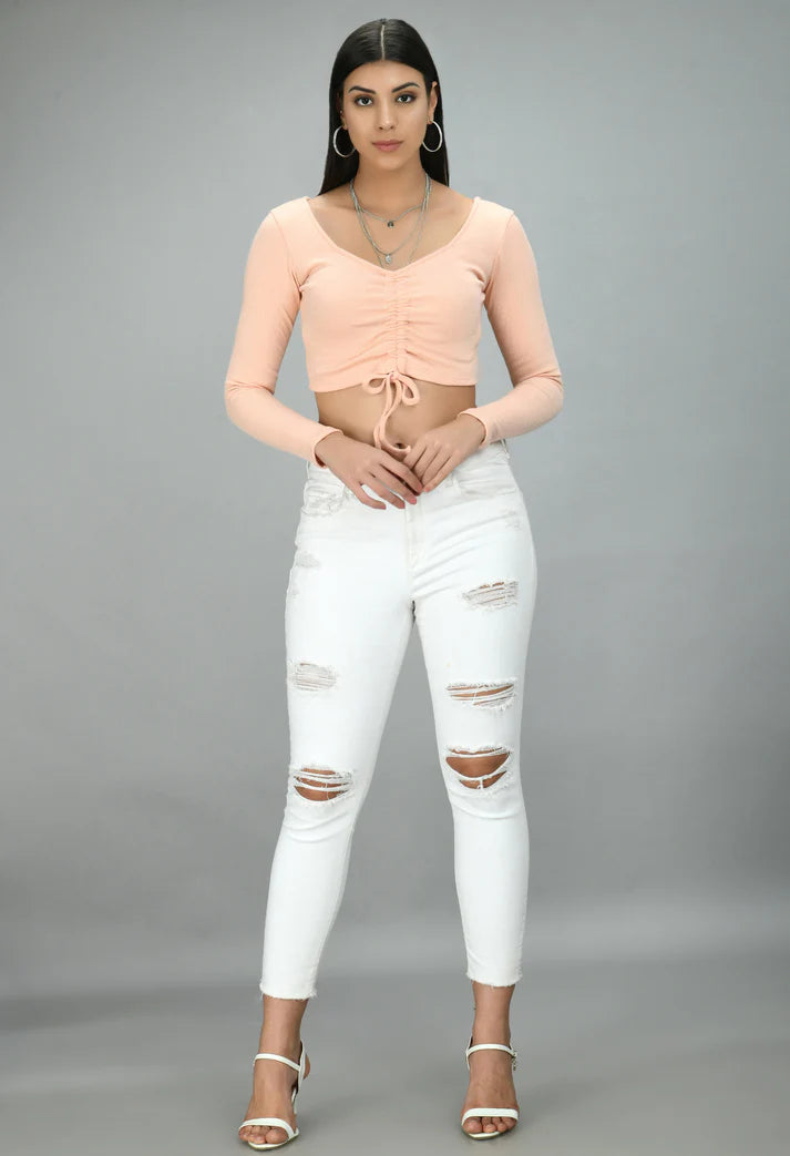 Drawstring White Top - My Store