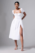 White Maxi Bustier Flared Dress - My Store