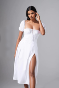 White Maxi Bustier Flared Dress - My Store