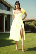 Yellow Maxi Bustier Flared Dress - My Store